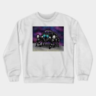 Bold Jumping Spider in Space Crewneck Sweatshirt